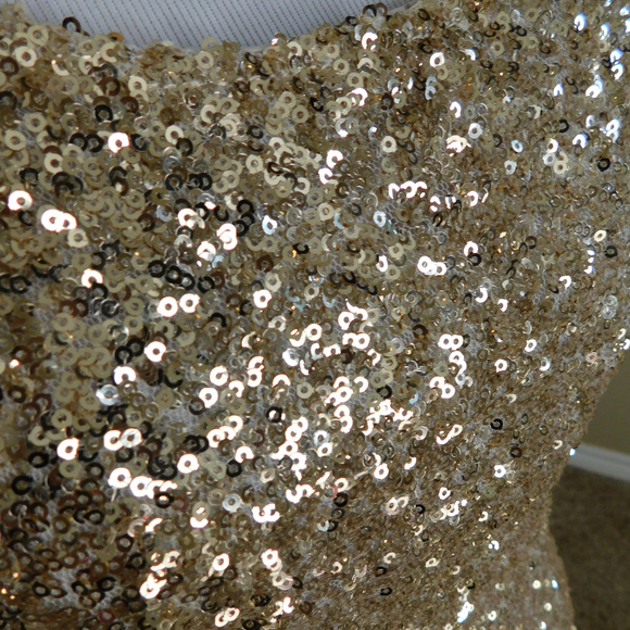 Gold Sequin New Year Dress NYE - Picture 3 of 5